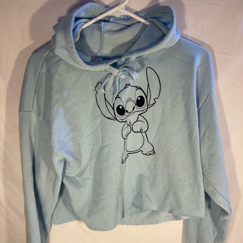 Blue Disney Stitch Cropped Hoodie